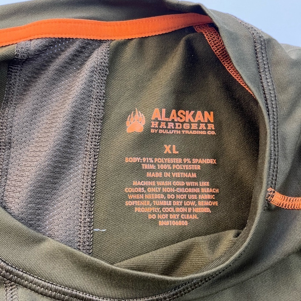 Alaskan Hardgear Athletic Long Sleeve Top Size XL Green with Orange Trim - Picture 3 of 7